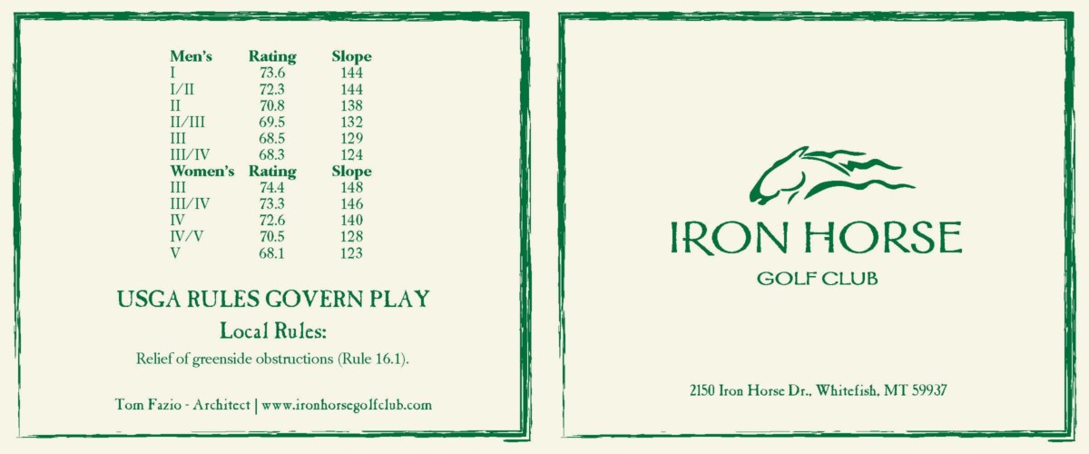 Scorecard Iron Horse Golf Club